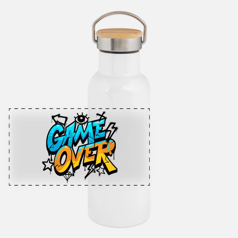 Game Over Graffiti Splash Tee Panoramic Thermal Bottle with Bamboo Lid