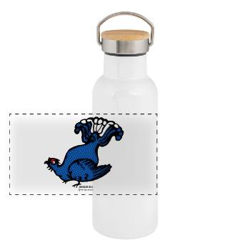 Black grouse Lyrurus tetrix illustration Ornithology - Panoramic Thermal Bottle with Bamboo Lid - white - Front