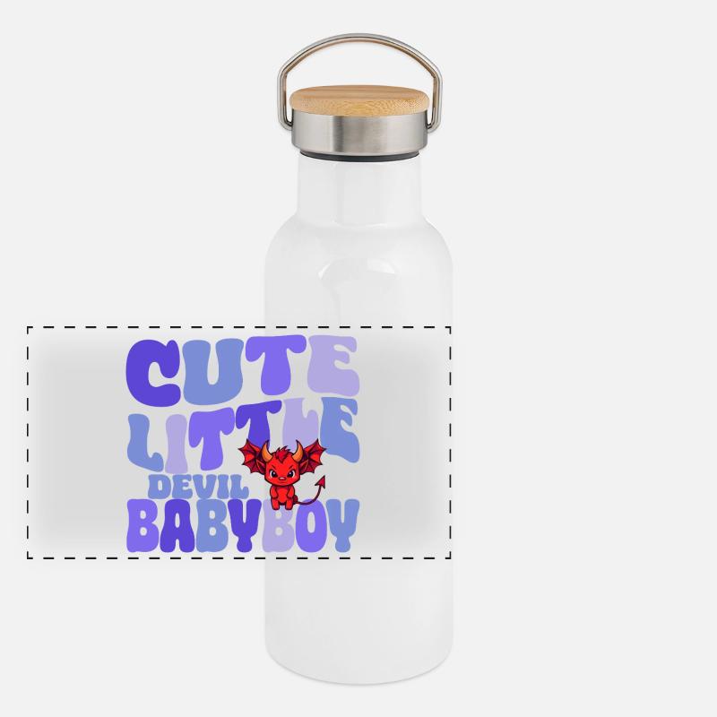 Babyboy - Cute little Devil Panorama Thermosflasche mit Bambusdeckel
