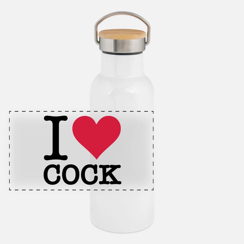 Ich liebe Schwanz Panorama Thermosflasche mit Bambusdeckel