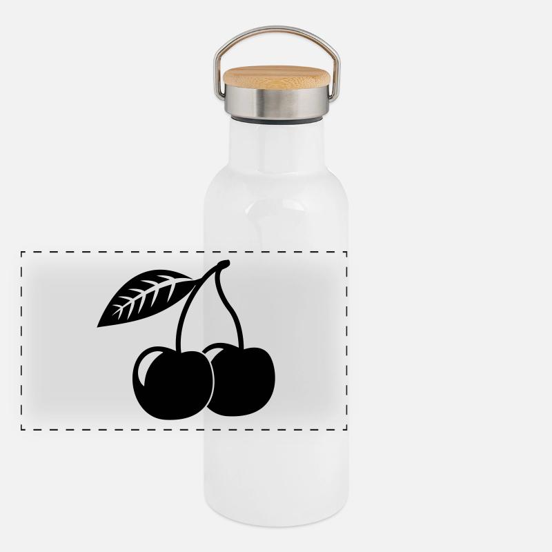 Kirschen, 1fb Panorama Thermosflasche mit Bambusdeckel