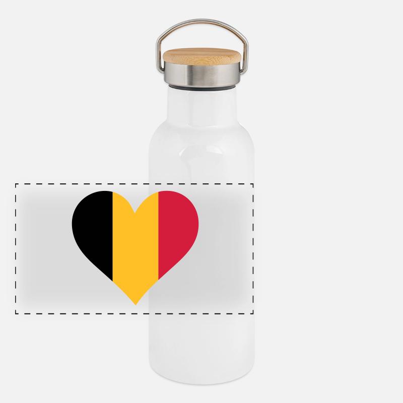 Ein Herz für Belgien Panorama Thermosflasche mit Bambusdeckel