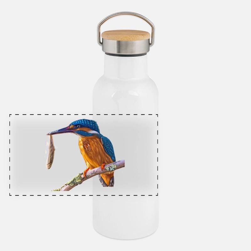 kingfisher eisvogel Panorama Thermosflasche mit Bambusdeckel