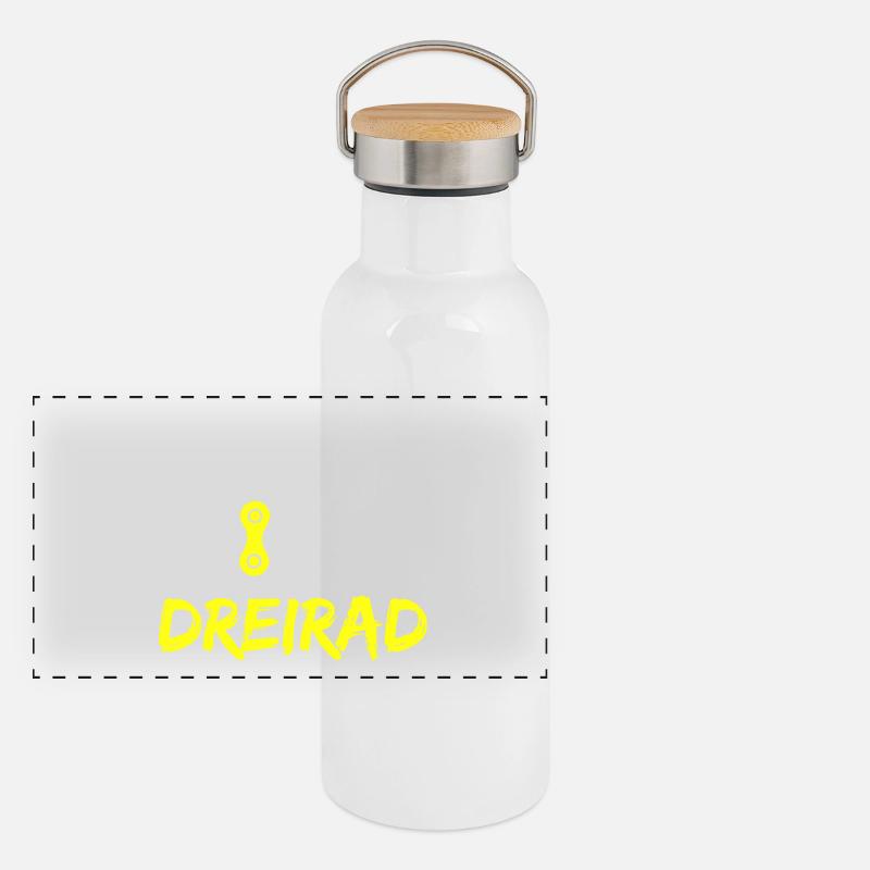 Just ride Dreirad Geschenk Panorama Thermosflasche mit Bambusdeckel