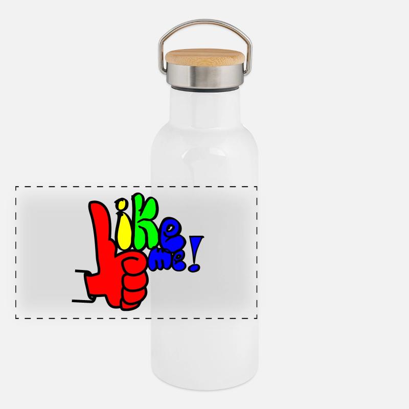 like me Regenbogen Panorama Thermosflasche mit Bambusdeckel