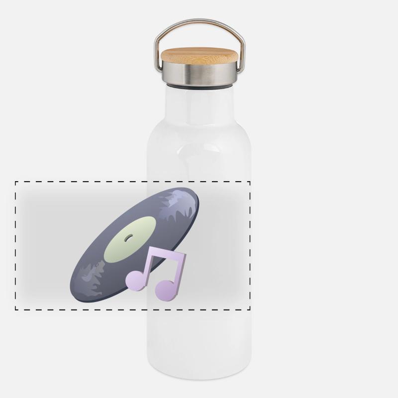 Schallplatte Panorama Thermosflasche mit Bambusdeckel