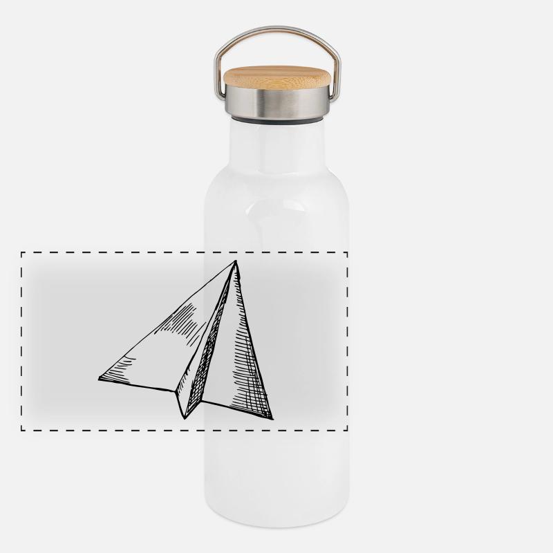 Paper planes - flying Panoramic Thermal Bottle with Bamboo Lid