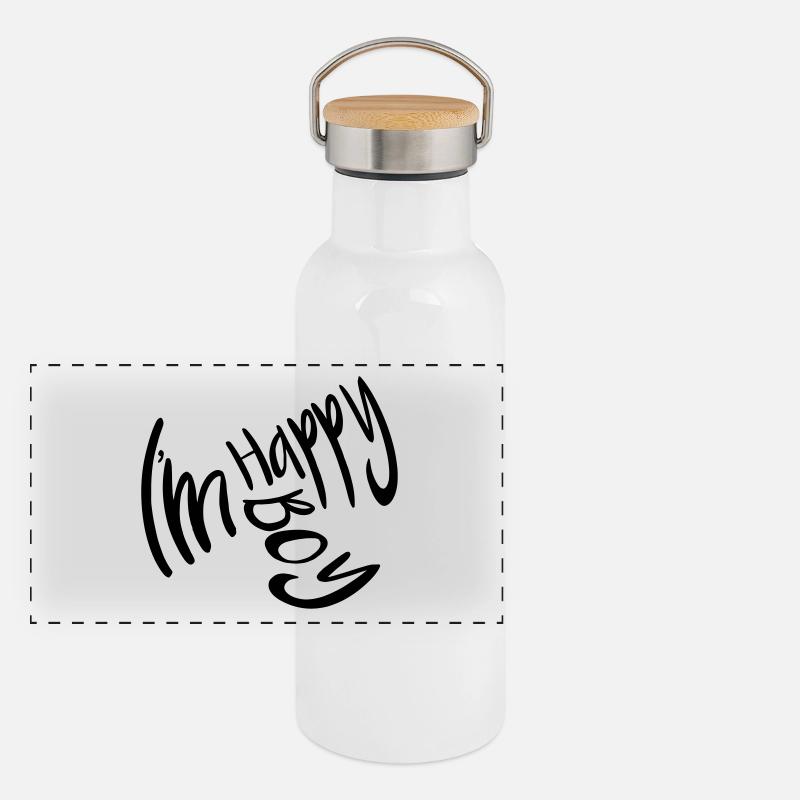 garçon. content. jeune. adolescent Gourde isotherme avec bouchon en bambou