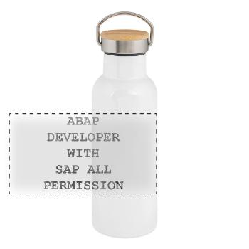 ABAP SAP Developer! Geschenkidee - Panorama Thermosflasche mit Bambusdeckel - Weiß - Vorne