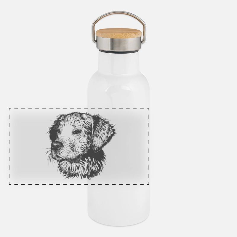 chien doux avec, aux cheveux gris Gourde isotherme avec bouchon en bambou