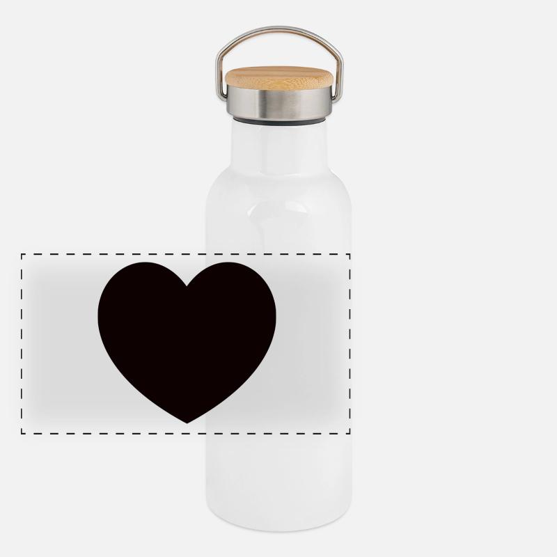 Black Heart Gourde isotherme avec bouchon en bambou