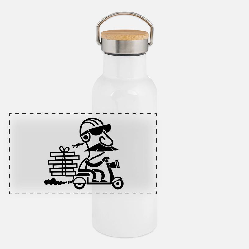 Pizza Delivery Panoramic Thermal Bottle with Bamboo Lid