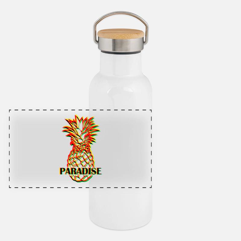 Ananas regard 3D Gourde isotherme avec bouchon en bambou