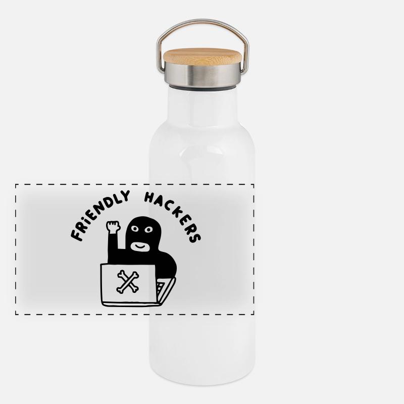 Friendly Hackers Club Panorama Thermosflasche mit Bambusdeckel