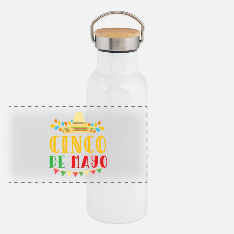 Cinco de Mayo Shirt Geschenk Panorama Thermosflasche mit Bambusdeckel