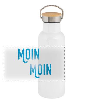 Moin Moin - Panorama Thermosflasche mit Bambusdeckel - Weiß - Vorne