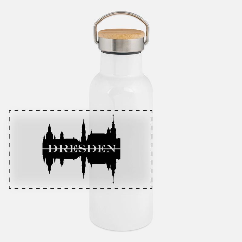 Silhouette de skyline de Dresde Gourde isotherme avec bouchon en bambou