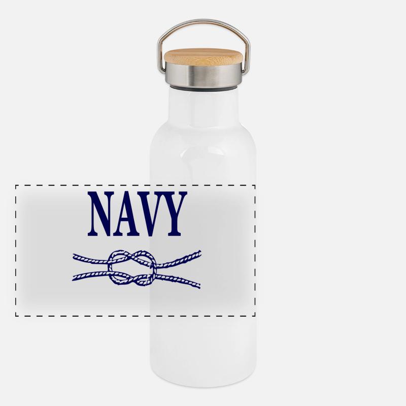 SCÉNARIO BLEU MARINE Gourde isotherme avec bouchon en bambou