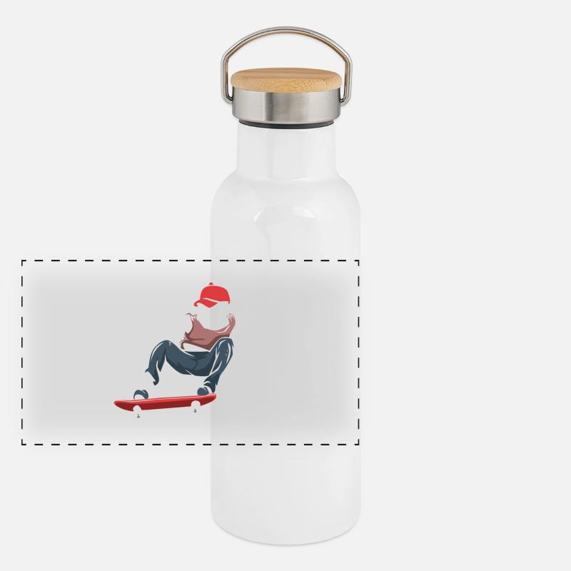 Cadeau de patin à roulettes Gourde isotherme avec bouchon en bambou