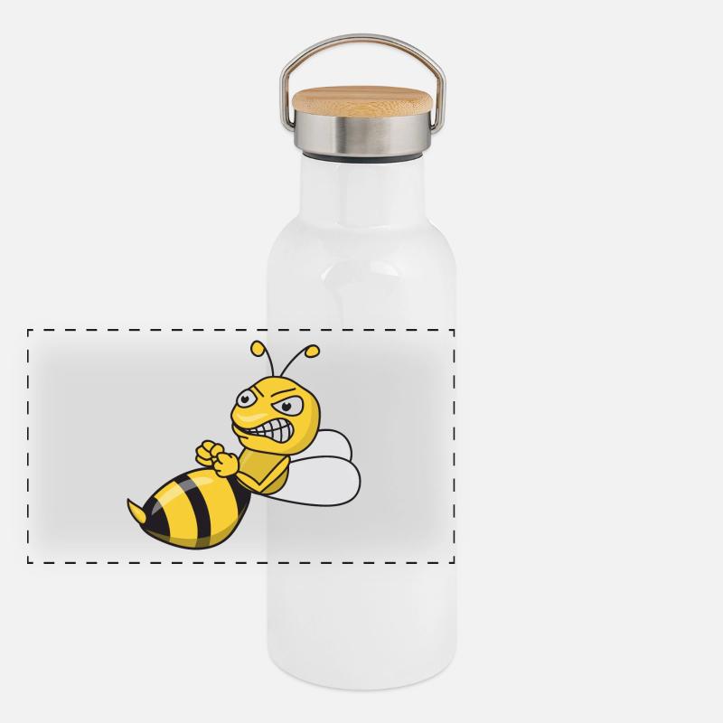 Funny bee hornet insects Panoramic Thermal Bottle with Bamboo Lid