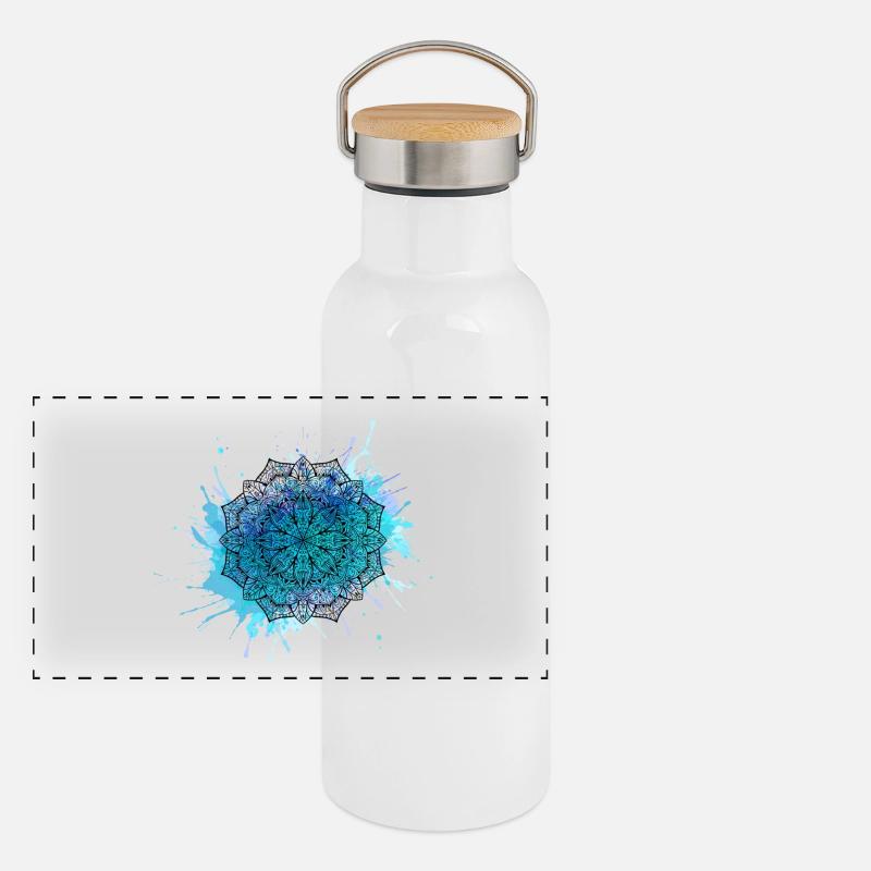 Mandala Panorama Thermosflasche mit Bambusdeckel