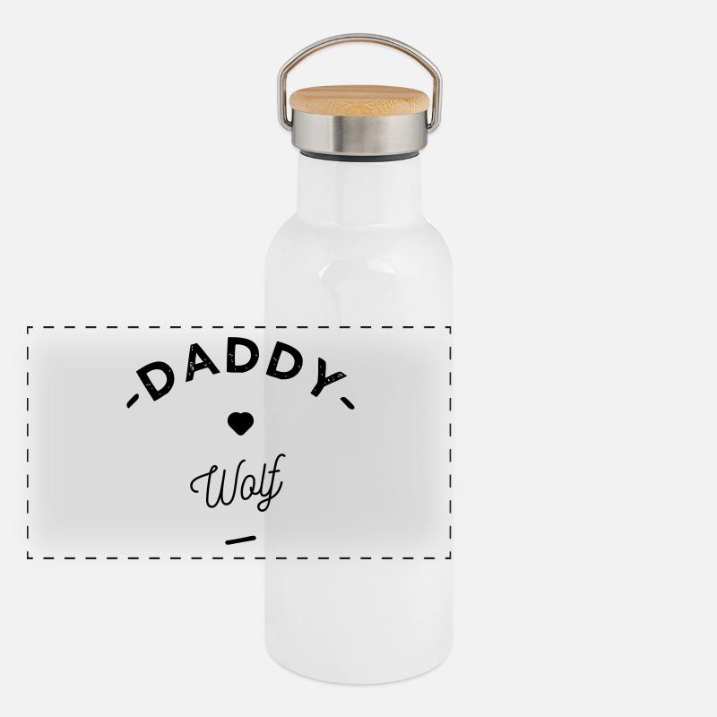 Daddy wolf Gourde isotherme avec bouchon en bambou