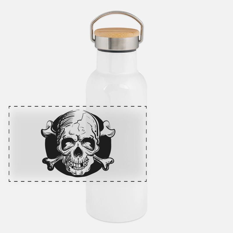 Totenkopf Panorama Thermosflasche mit Bambusdeckel