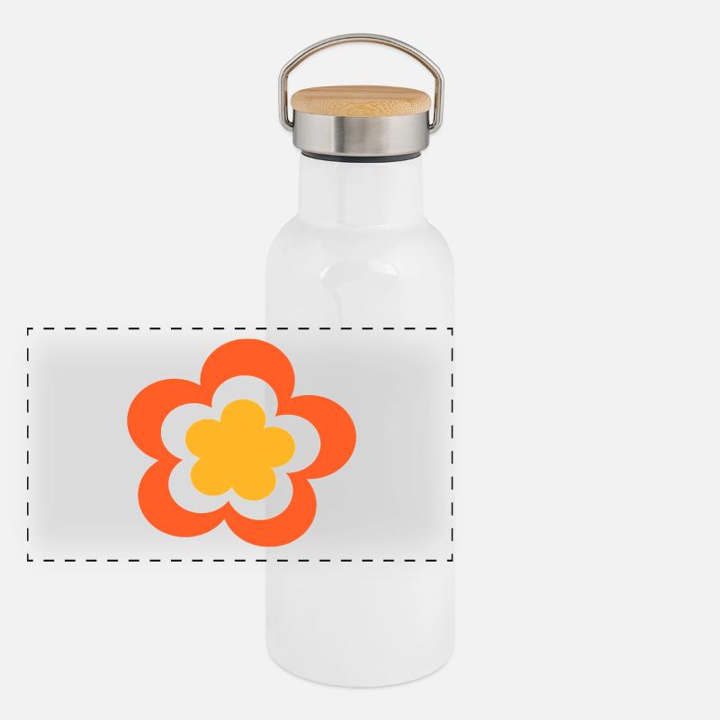 70s Flower Pattern Panoramic Thermal Bottle with Bamboo Lid