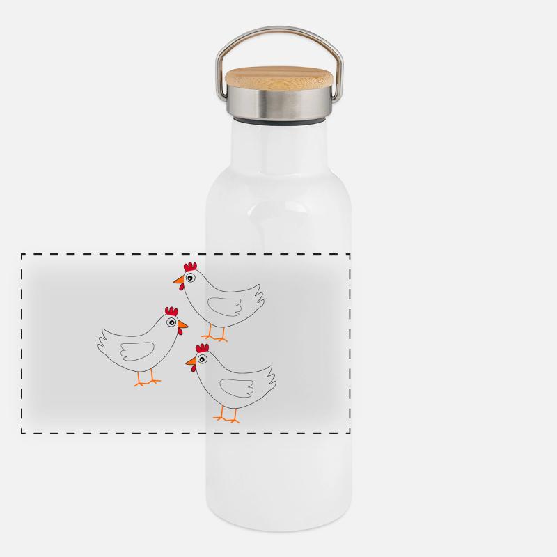 white chicken funny Panoramic Thermal Bottle with Bamboo Lid