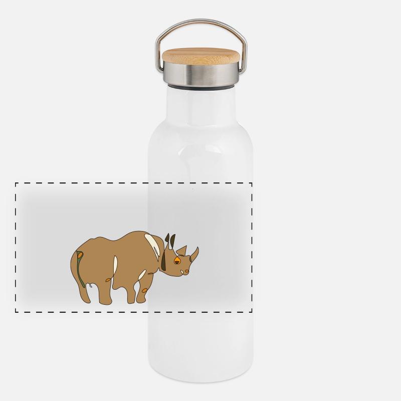Rhinoceros with horn Panoramic Thermal Bottle with Bamboo Lid
