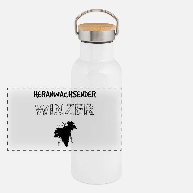 Heranwachsender Winzer Panorama Thermosflasche mit Bambusdeckel