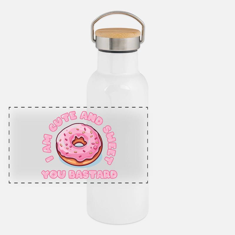 Je suis mignon et gentil bâtard ! Gourde isotherme avec bouchon en bambou