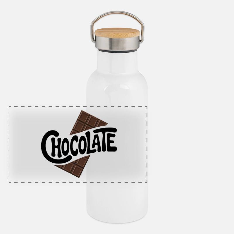 Schokolade - Cool Sweets Logo Panorama Thermosflasche mit Bambusdeckel