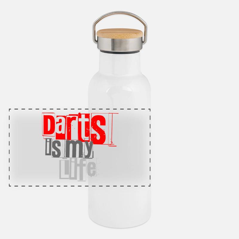 Dart,Darts is my Life 1 Panorama Thermosflasche mit Bambusdeckel