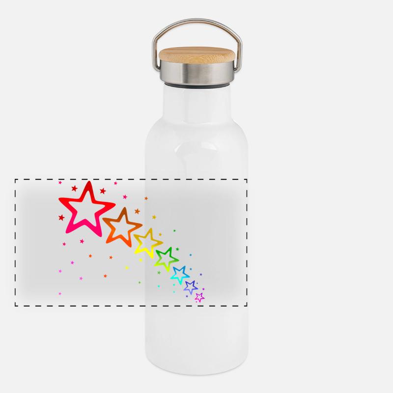 étoiles colorées couleurs de l’arc-en-ciel Gourde isotherme avec bouchon en bambou