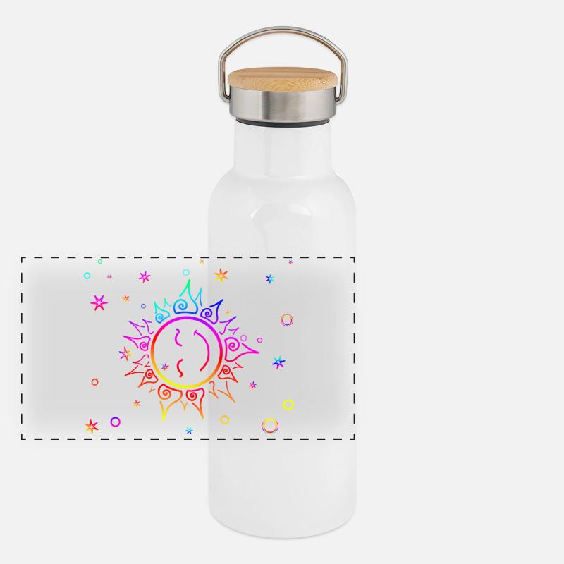 Smiling Sun Gradient Rainbow Panoramic Thermal Bottle with Bamboo Lid
