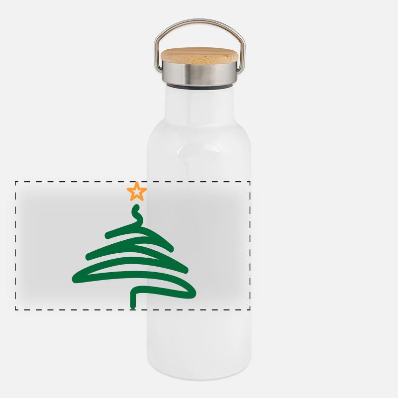 Weihnachtsbaum Panorama Thermosflasche mit Bambusdeckel