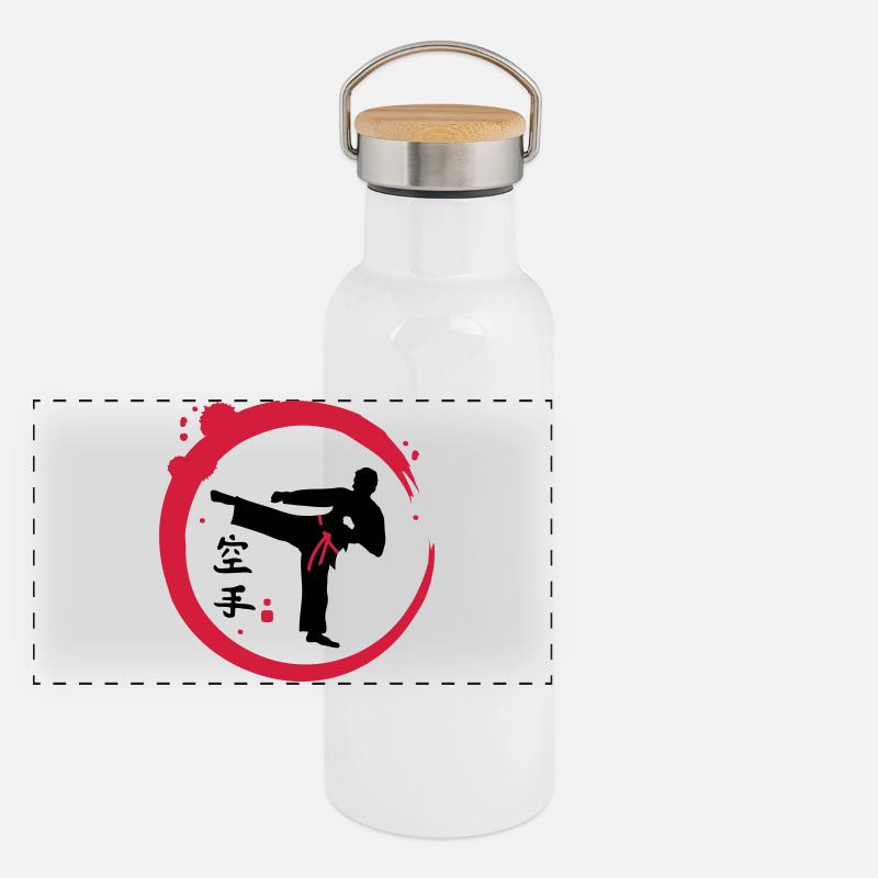 Karate calligraphy Panoramic Thermal Bottle with Bamboo Lid