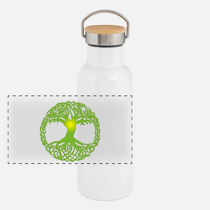 Keltischer Baum Panorama Thermosflasche mit Bambusdeckel