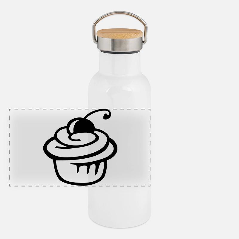 Cupcake Kirsche – Süßer Kuchen & Partyspaß Panorama Thermosflasche mit Bambusdeckel