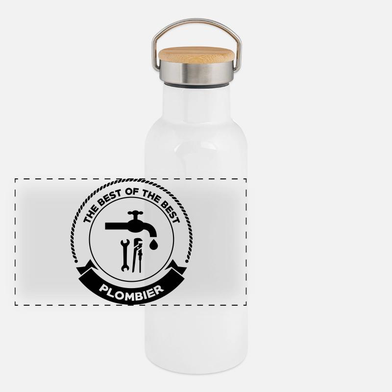 Plombier Gourde isotherme avec bouchon en bambou