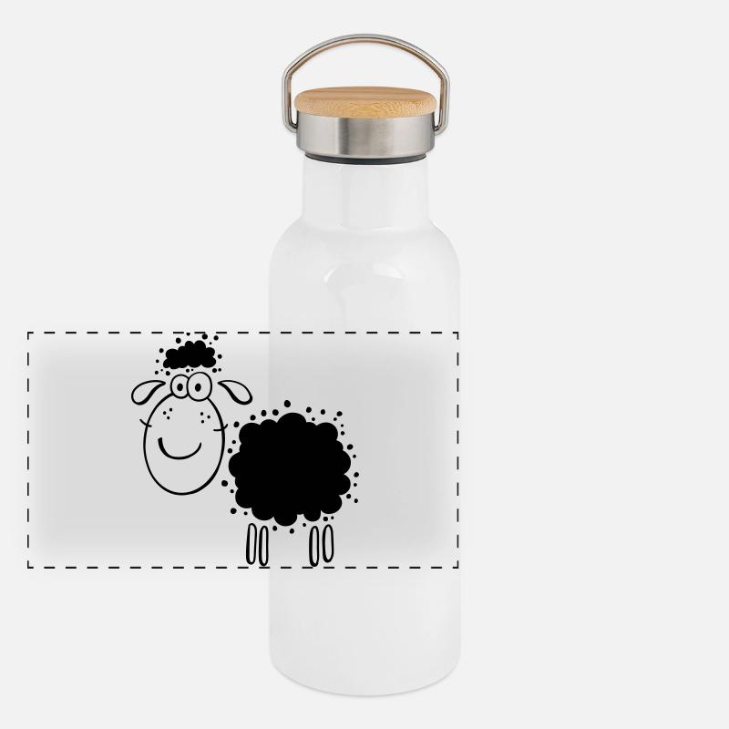 Mouton noir - Cadeau - Bébé Gourde isotherme avec bouchon en bambou