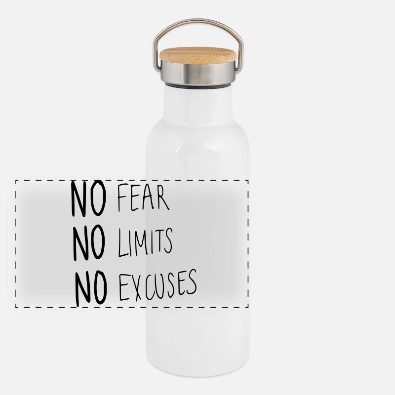 Aucune peur, aucune limite, aucune excuse Gourde isotherme avec bouchon en bambou