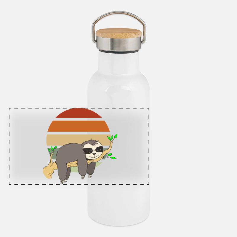 Chill Sloth Sunset Design Panoramic Thermal Bottle with Bamboo Lid