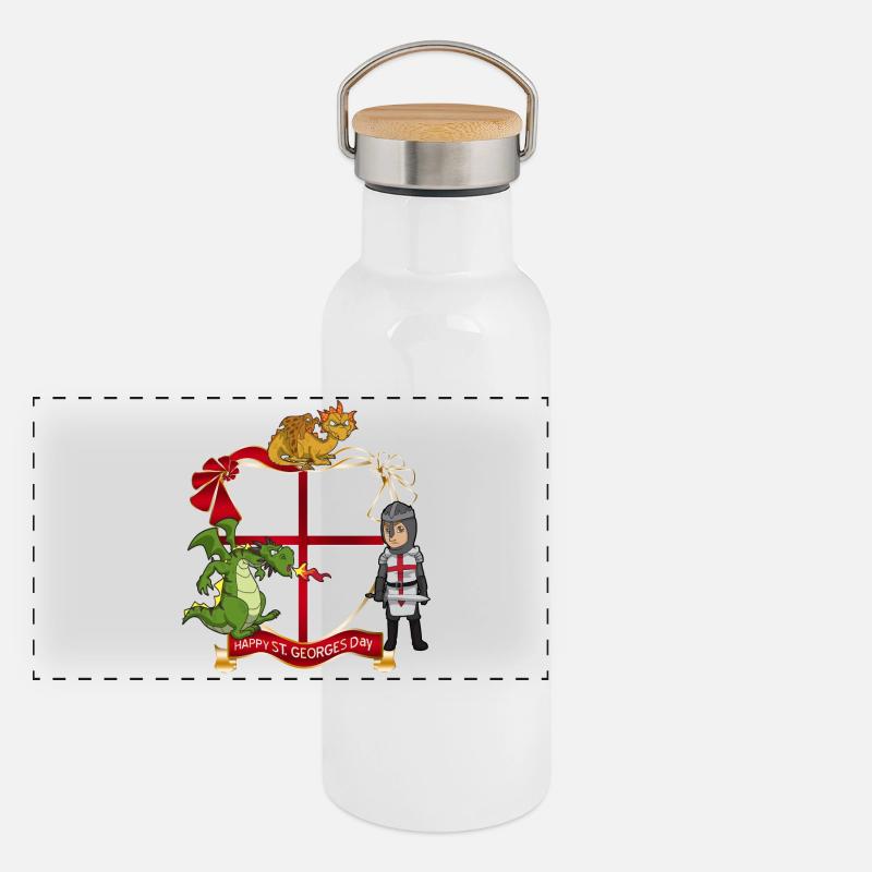 Écusson de Saint-Georges Chevalier Dragon Gourde isotherme avec bouchon en bambou