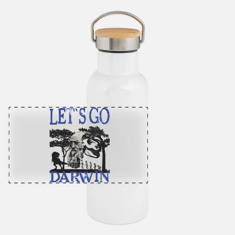 Charles Darwin Evolution textile Geschenkidee Panorama Thermosflasche mit Bambusdeckel