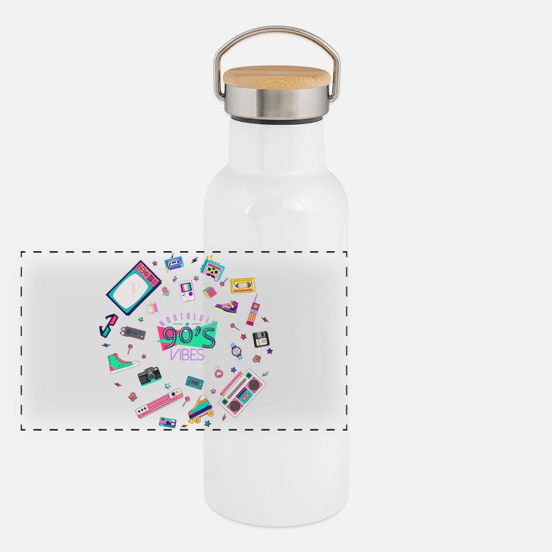 Nostalgische 90er-Vibes Panorama Thermosflasche mit Bambusdeckel