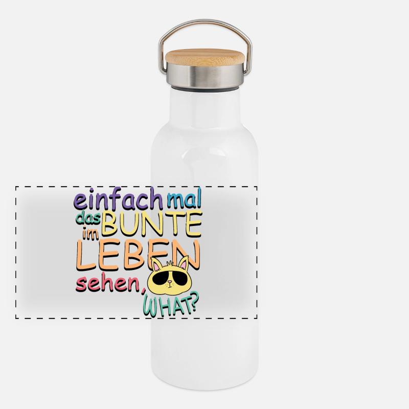 Einfach mal das Bunte im Leben Sehen Panorama Thermosflasche mit Bambusdeckel