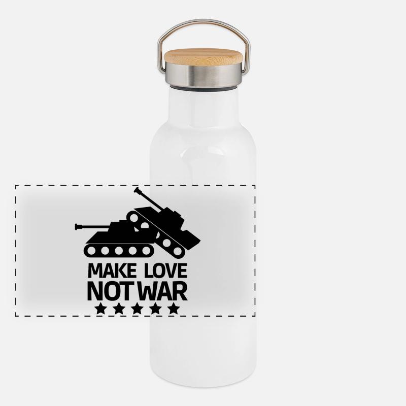 war, anti-war, against war Panoramic Thermal Bottle with Bamboo Lid