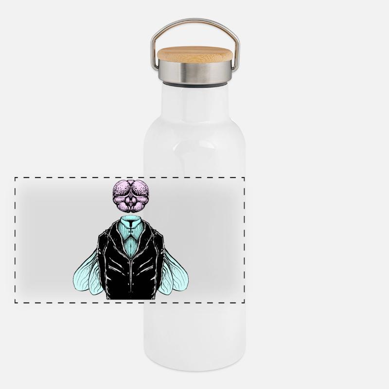 Smoking-Fliege Panorama Thermosflasche mit Bambusdeckel